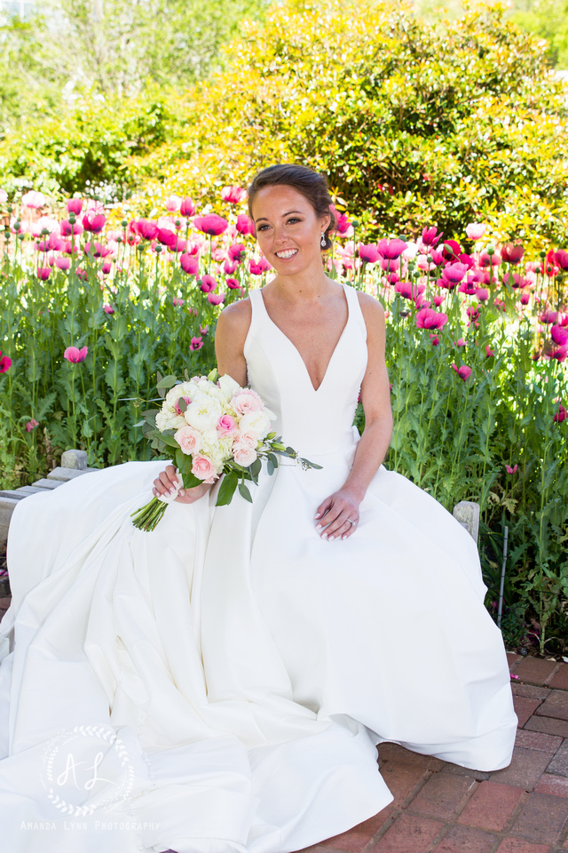 Bridal portraits at state botanical gardens of Georgia wedding dress bridals by lori Atlanta Georgia bridal bouquet panel design and events Monroe ga Amanda lynn photography